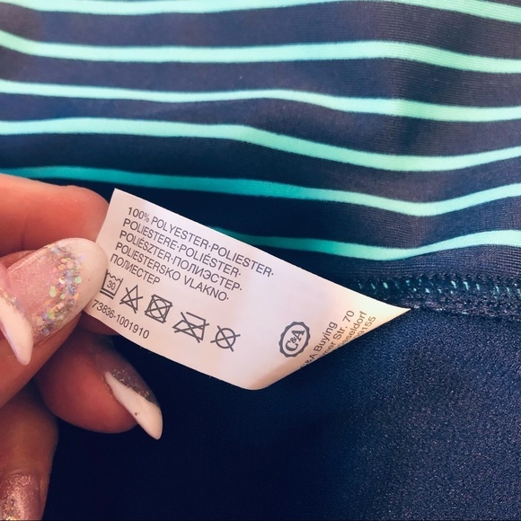 Plus Size 1X (18/20) Navy/Aqua Swim Brief - Picture 8 of 10